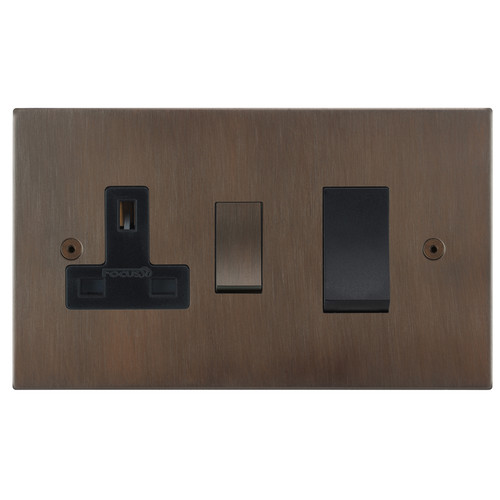 Horizon Square Cooker Switch 1 gang 45 amp socket outlet Chocolate Bronze