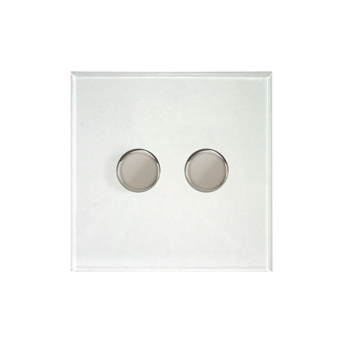 Prism Dimmer Switch V-PRO Trailing Edge LED 2 gang 120 watt 2 way Polished Nickel / Clear Perspex