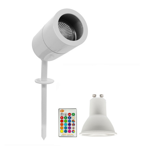 Happy Smooth Garden Spike Light IP65 240V RGB + 3000K Warm White 5W White