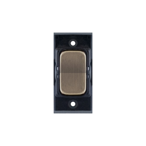 Screwless Rocker Switch Module 1 gang 2 way + Off Retractive Antique Brass
