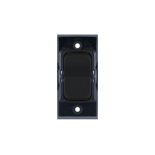Screwless Rocker Switch Module 1 gang 2 way + Off Retractive Matt Black with Black Insert