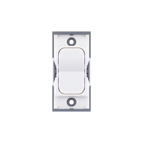 Screwless Rocker Switch Module 1 gang 2 way + Off Retractive Matt White