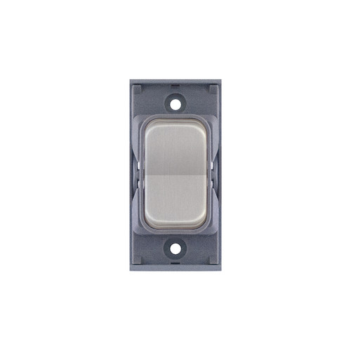 Screwless Rocker Switch Module 1 gang 2 way + Off Retractive Brushed Stainless