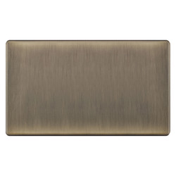 Blank Plate Screwless 2 Gang Antique Brass