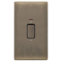 Cooker Switch Screwless 45 amp cooker neon Antique Brass