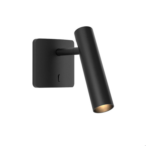 Leda Single Bedside Wall Light Matt Black and Black Shade 4W