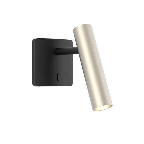 Leda Single Bedside Wall Light Black Matt and Nickel Shade 4W