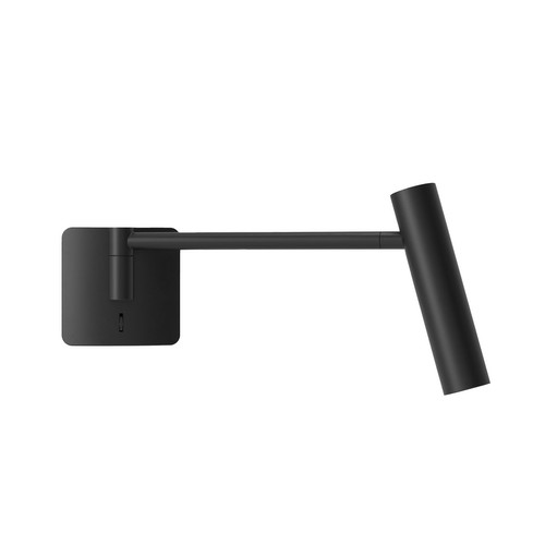 Leda Swing Arm Bedside Wall Light Matt Black and Black Shade 4W