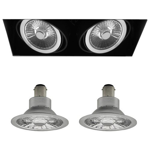 Grid Trimless Double LED Series 2 AR70 2 x 8W Warm White (2700K) Downlight incl. Driver 10° Black
