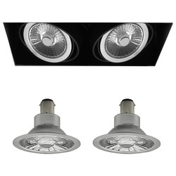 Grid Trimless Double LED Series 2 AR70 2 x 8W Warm White (3000K) Downlight incl. Driver 30° Black