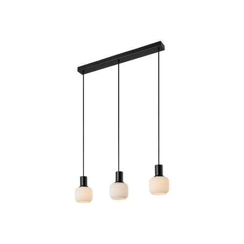 Milford Mini 3-Rail Pendant Light Opal / Black 3x25W