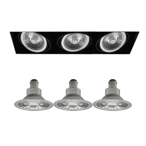 Grid Trimless Triple LED Series 2 AR70 3 x 8W Warm White (3000K) Downlight incl. Driver 30° Black