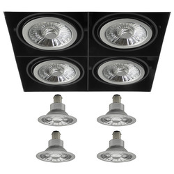 Grid Trimless Quadruple LED Series 2 AR70 4 x 8W Warm White (3000K) Downlight incl. Driver 10° Black