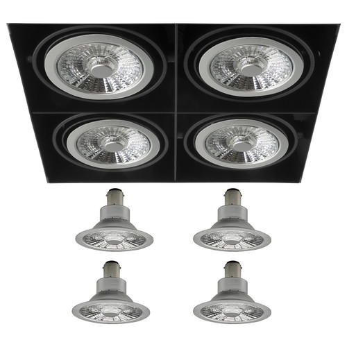 Grid Trimless Quadruple LED Series 2 AR70 4 x 8W Warm White (2700K) Downlight incl. Driver 30° Black