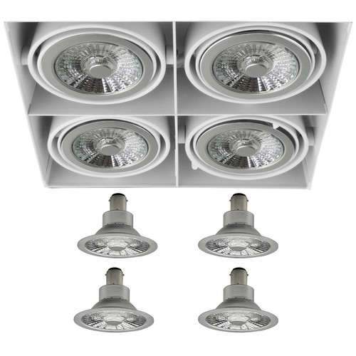 Grid Trimless Quadruple  LED Series 2 AR70 4 x 8W Warm White (3000K) Downlight incl. Driver 30° White