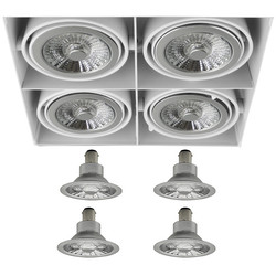 Grid Trimless Quadruple  LED Series 2 AR70 4 x 8W Warm White (3000K) Downlight incl. Driver 10° White