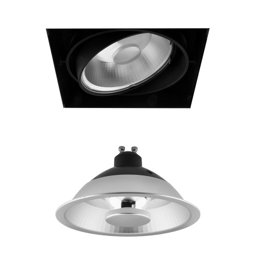Grid Trimless Double Reality ES111 LED Short 12W Dimmable (2700K Warm White) Downlight 35° Black