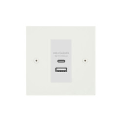 Horizon Square USB-A+C Charger Paintable Dual USB Primed White