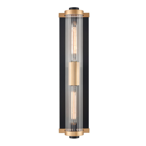 Charleston IP44 Wall Light WB422 Black / Brass 2x15W