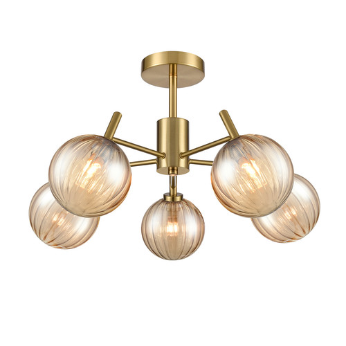 Quasar 5 Ceiling Light FL2475-5 Aged Brass 5x5W