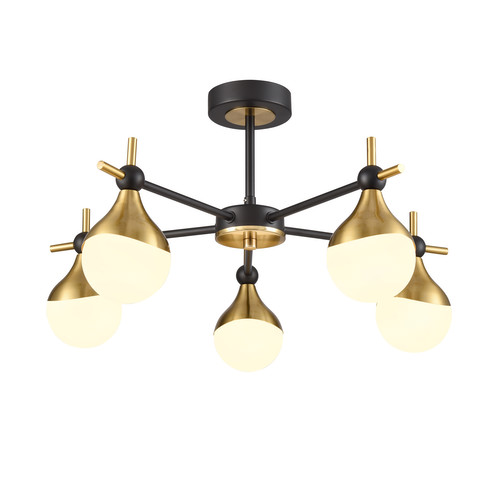 Nexus Teardrop Semi-Flush Ceiling Light FL2478-5 Aged Brass 5x5W