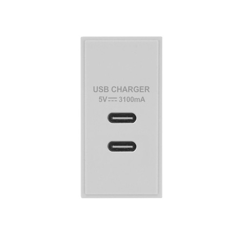 Euro USB-C+C Charger Module USB C White