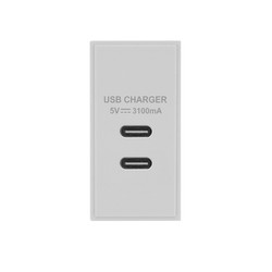 Euro USB Type C + C Charger Module USB C White