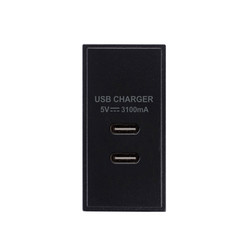 Euro USB-C+C Charger Modules USB C Black
