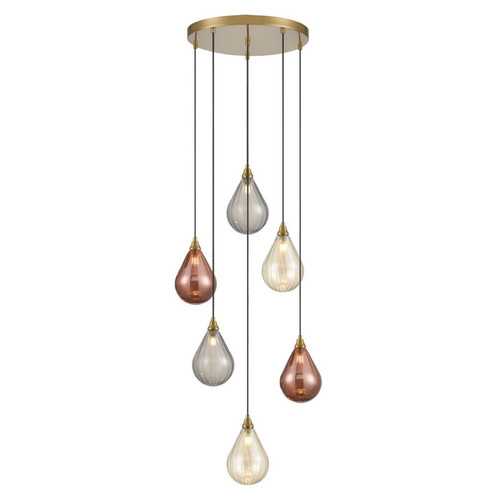 Perry/Galaxy 6 Light Cluster Pendant Base FL2468-6 Brass 30W