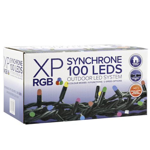 RGB LED String Extendable Set 10m,100 5mm Lights,  Indoor/Outdoor 240V, Power Pack Required RGB + Cool White Green Cable