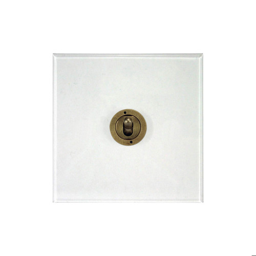 Prism Dolly Switch 1 gang 20 amp intermediate Antique Brass/ Clear Perspex