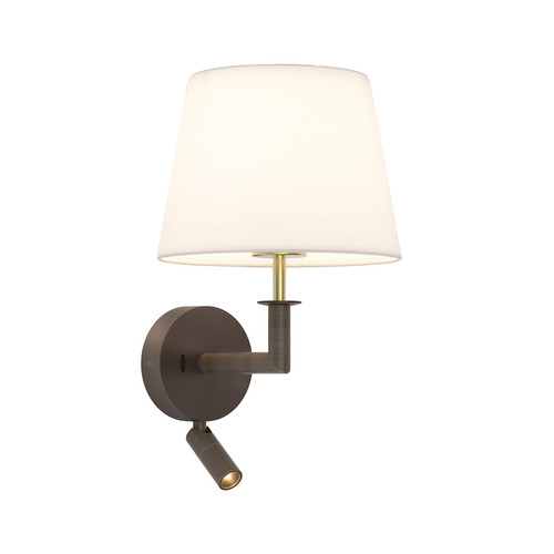 Club Reading Bedside Wall Light Bronze 60W + 1.8W 2700K Warm White