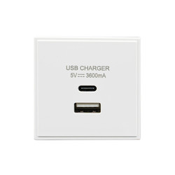 Euro USB-A+C Charger Module USB A + C White