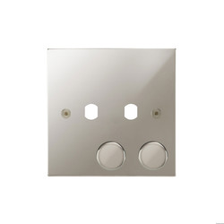 Horizon Square Dimmer Plate and Caps 2 gang Polished Nickel