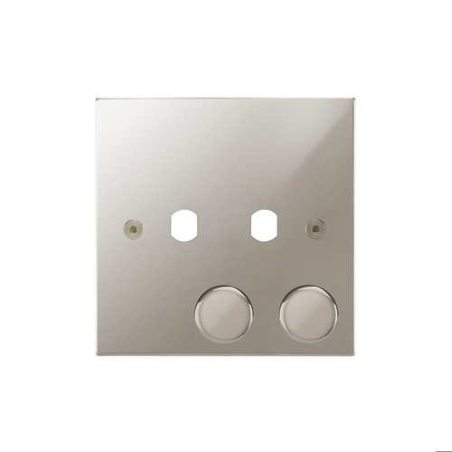 Horizon Square Dimmer Plate and Caps 2 gang Polished Nickel