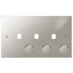 Horizon Square Dimmer Plate and Caps 3 gang Polished Nickel