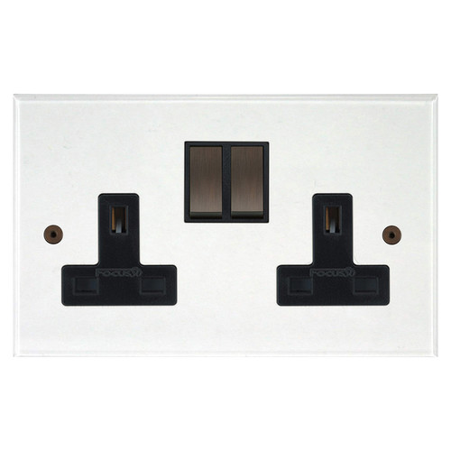Prism Wall Socket 2 gang 13 amp switch socket outlet Chocolate Bronze / Clear Perspex