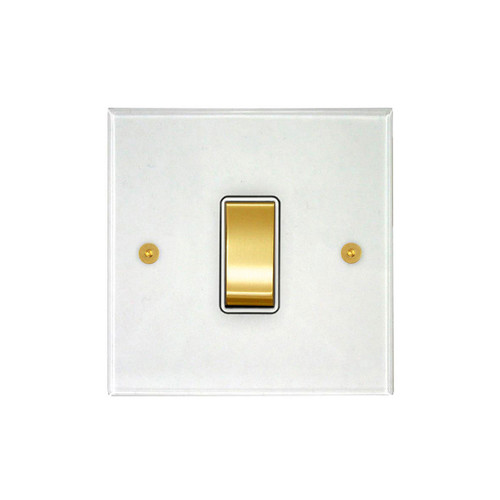 Prism Rocker Switch 1 gang rocker switch 20 amp 2 way Clear Perspex / Satin Brass