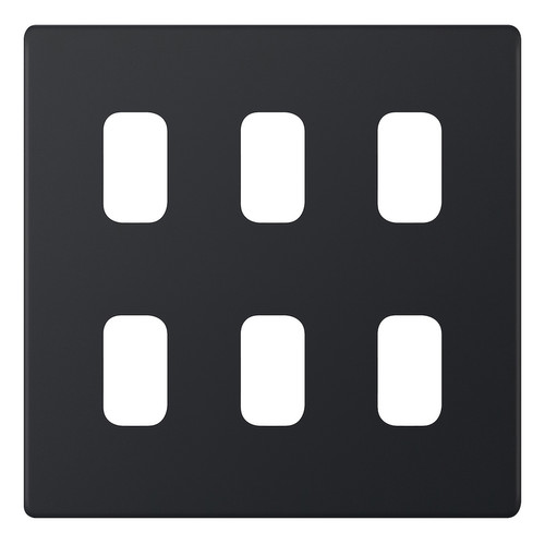 Modular Plate Screwless 6 gang Matt Black