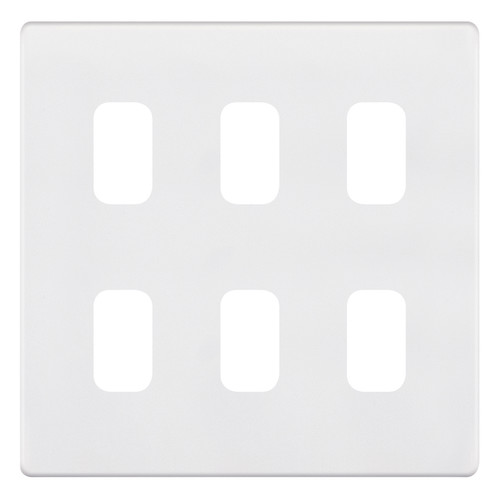 Modular Plate Screwless 6 gang Matt White