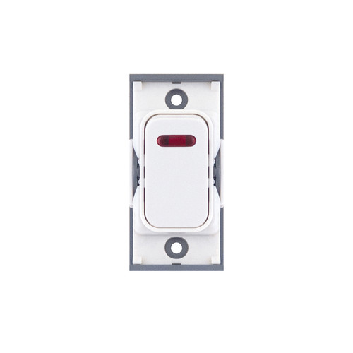 Screwless Rocker Switch Module 20A DP with Neon Matt White