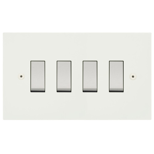 Horizon Square Rocker Switch 4 gang 20 amp 2 way Matt White