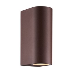 Dion Double Up and Down Outdoor Garden Pillar Wall Light Rusty 2x25W