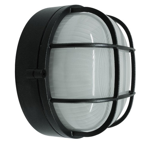 Round Grill Bulkhead Outdoor Garden Wall Light Black 75W