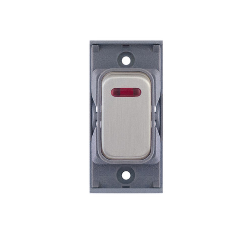 Screwless Rocker Switch Module 20A DP with Neon Brushed Stainless