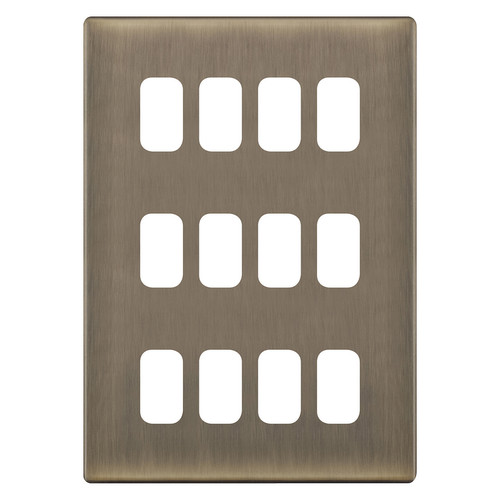 Modular Plate Screwless 12 gang grid Antique Brass