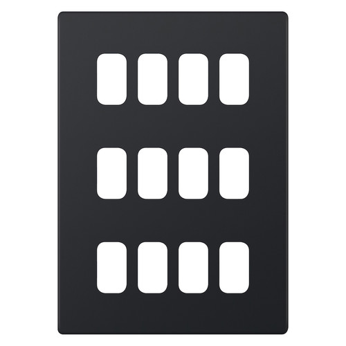 Modular Plate Screwless 12 gang Matt Black