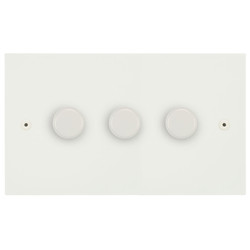 Horizon Square Dimmer Switch LED Trailing Edge Paintable 120W 3 gang 2 way Primed White