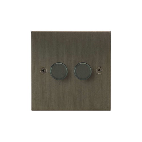 Horizon Square Dimmer Switch LED Trailing Edge 120W 2 gang 2 way Jordan Bronze