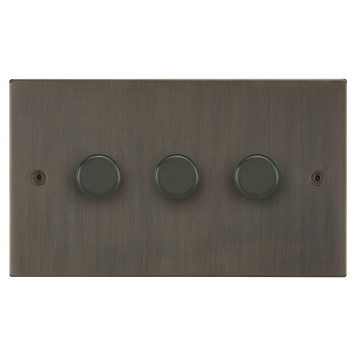 Horizon Square Dimmer Switch LED Trailing Edge 120W 3 gang 2 way Jordan Bronze